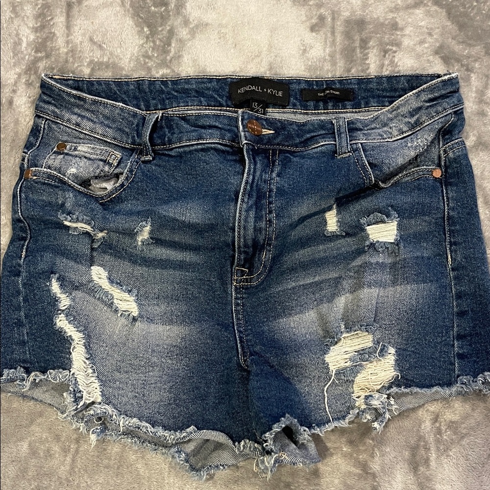 Kendall & Kylie Blue Distressed Denim Shorts